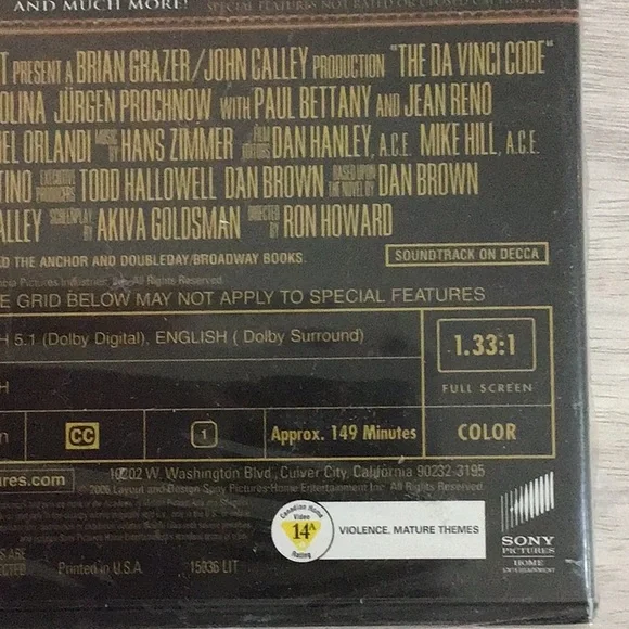 DVD 2 DISC FULL SCREEN SPECIAL EDITION THE DA VINCI CODE - Picture 4 of 7